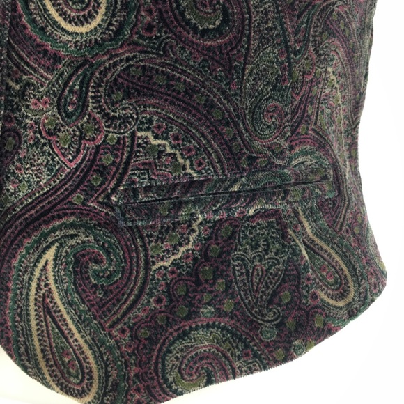 Vintage 90’s Lizsport Velvet Paisley Vest Size 8 - Picture 4 of 10